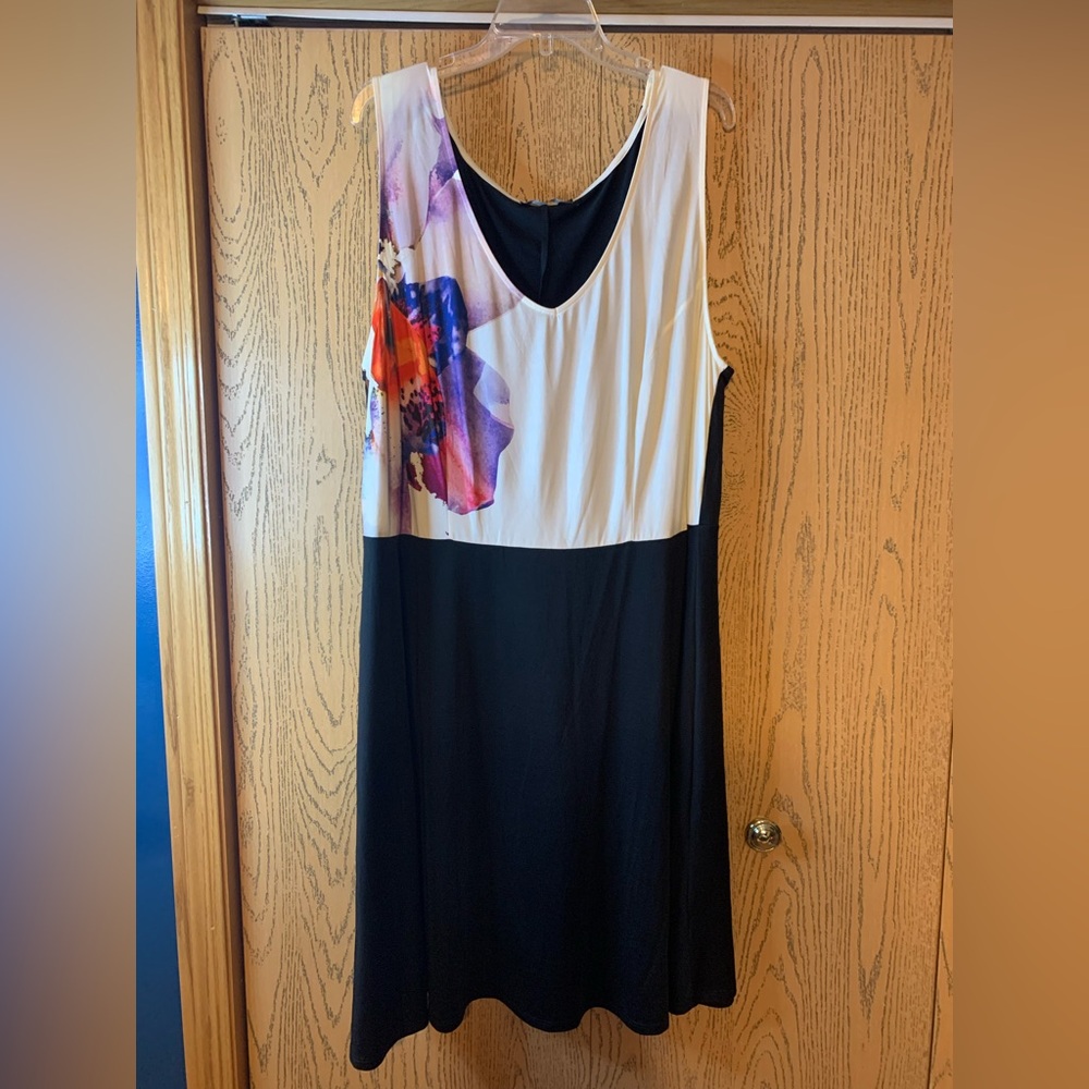 Isabel & Alice Colorblock Floral Sleeveless Shift Midi Dress NWOT